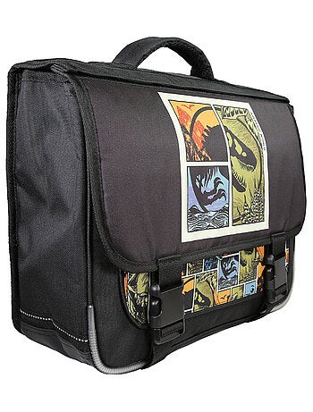 Bagtrotter - Jurassic World - Cartable Réversible 38cm Noir/Vert - 2 Compartiments - Primaire