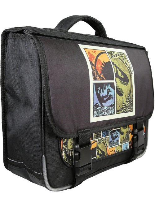 Bagtrotter - Jurassic World - Cartable Réversible 38cm Noir/Vert - 2 Compartiments - Primaire - Kiabi