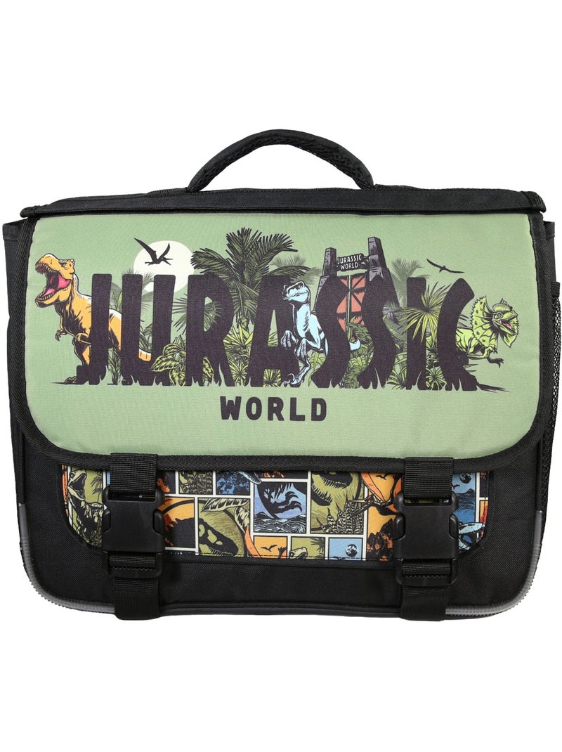 Bagtrotter - Jurassic World - Cartable Réversible 38cm Noir/Vert - 2 Compartiments - Primaire Noir - Kiabi