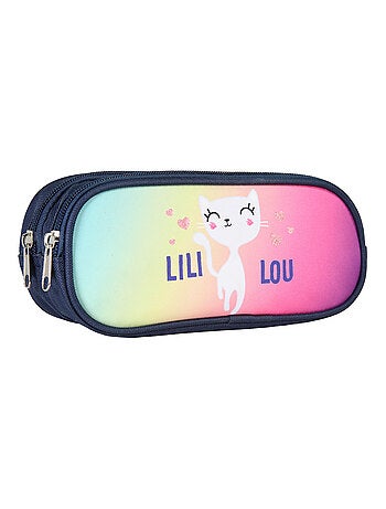 Bagtrotter - Lili Lou - Trousse Rectangulaire Scolaire - Marine - 2 Compartiments