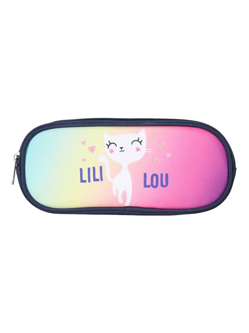 Bagtrotter - Lili Lou - Trousse Rectangulaire Scolaire - Marine - 2 Compartiments Bleu - Kiabi