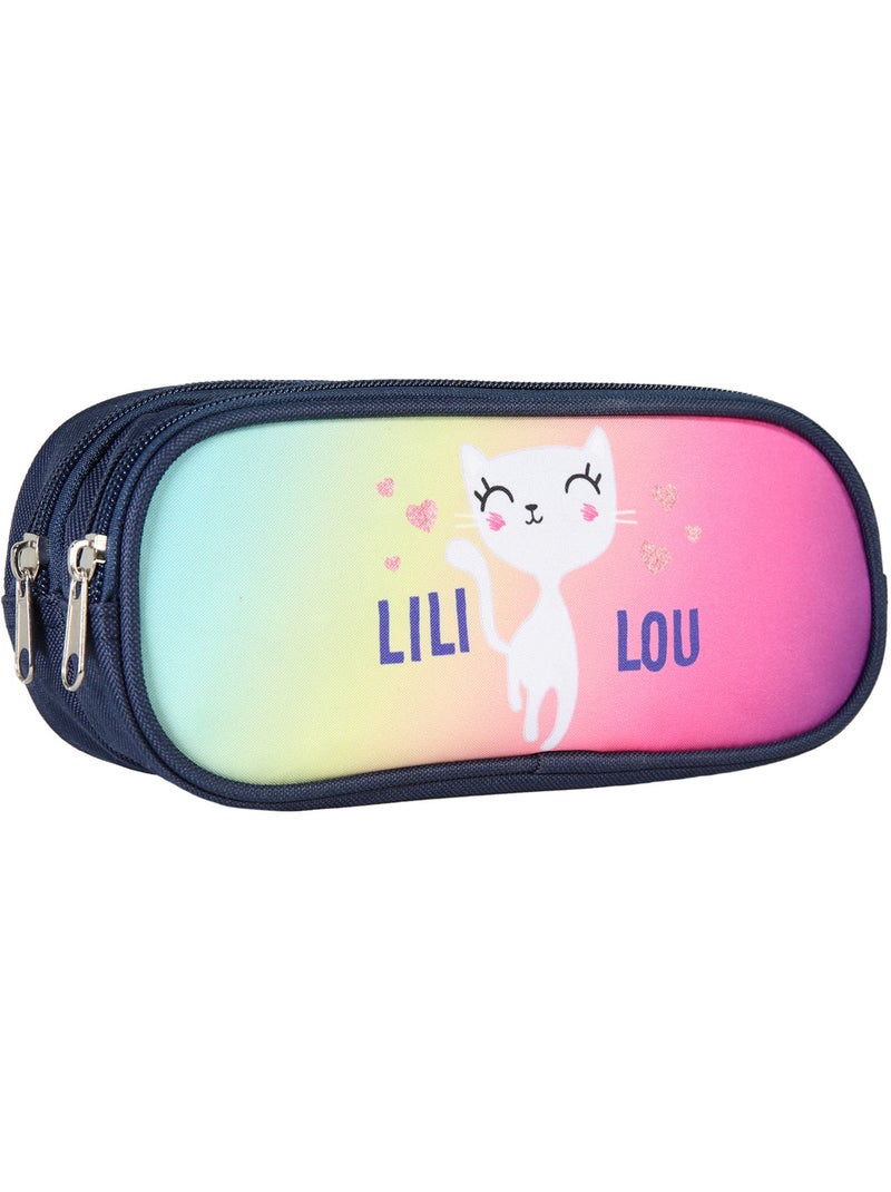 Bagtrotter - Lili Lou - Trousse Rectangulaire Scolaire - Marine - 2 Compartiments Bleu - Kiabi