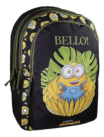 Bagtrotter - Sac à Dos Scolaire primaire Les Minions Noir 2 Compartiments