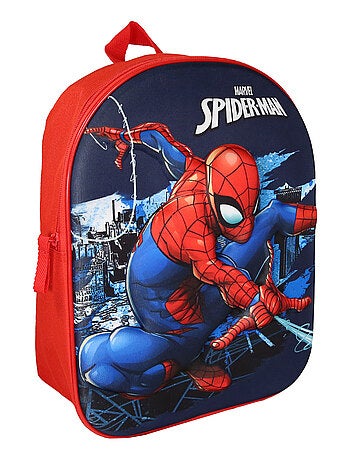 Bagtrotter - Spiderman - Sac à Dos Scolaire Goûter 31 cm - Face 3D - Marine - 1 compartiment