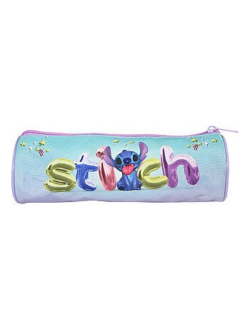 Bagtrotter - Stitch - Stitch et Angel - Trousse Scolaire Ronde - Violette - 1 Compartiment Zippé