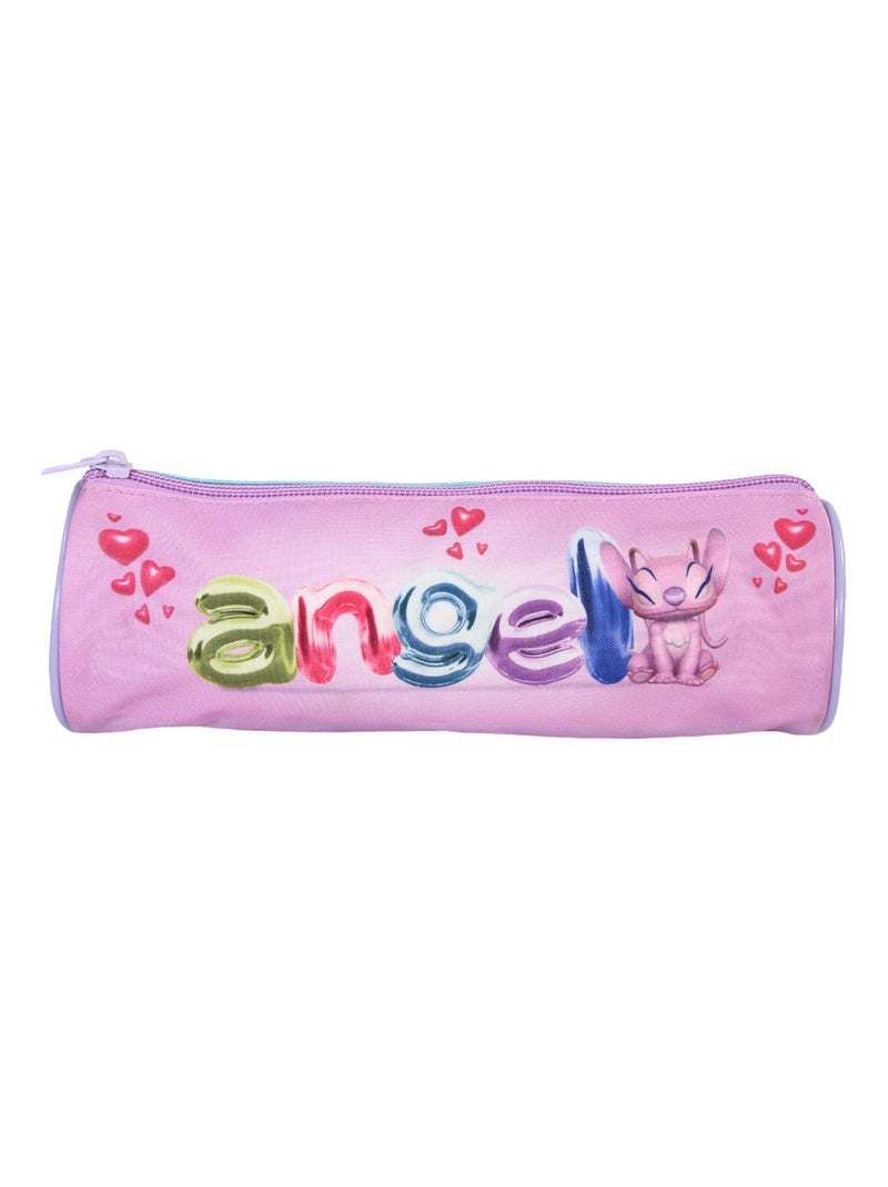 Bagtrotter - Stitch - Stitch et Angel - Trousse Scolaire Ronde - Violette - 1 Compartiment Zippé Violet - Kiabi