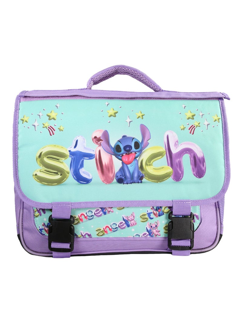 Bagtrotter - Stitch & Angel - Cartable Réversible 38cm Bleu - 2 Compartiments - Primaire Violet - Kiabi