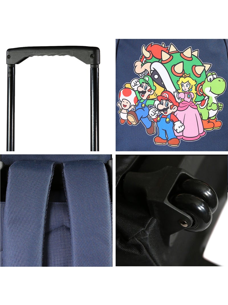 Bagtrotter - Super Mario - Sac à Dos à Roulettes Primaire - Marine - 2 Compartiments Bleu - Kiabi