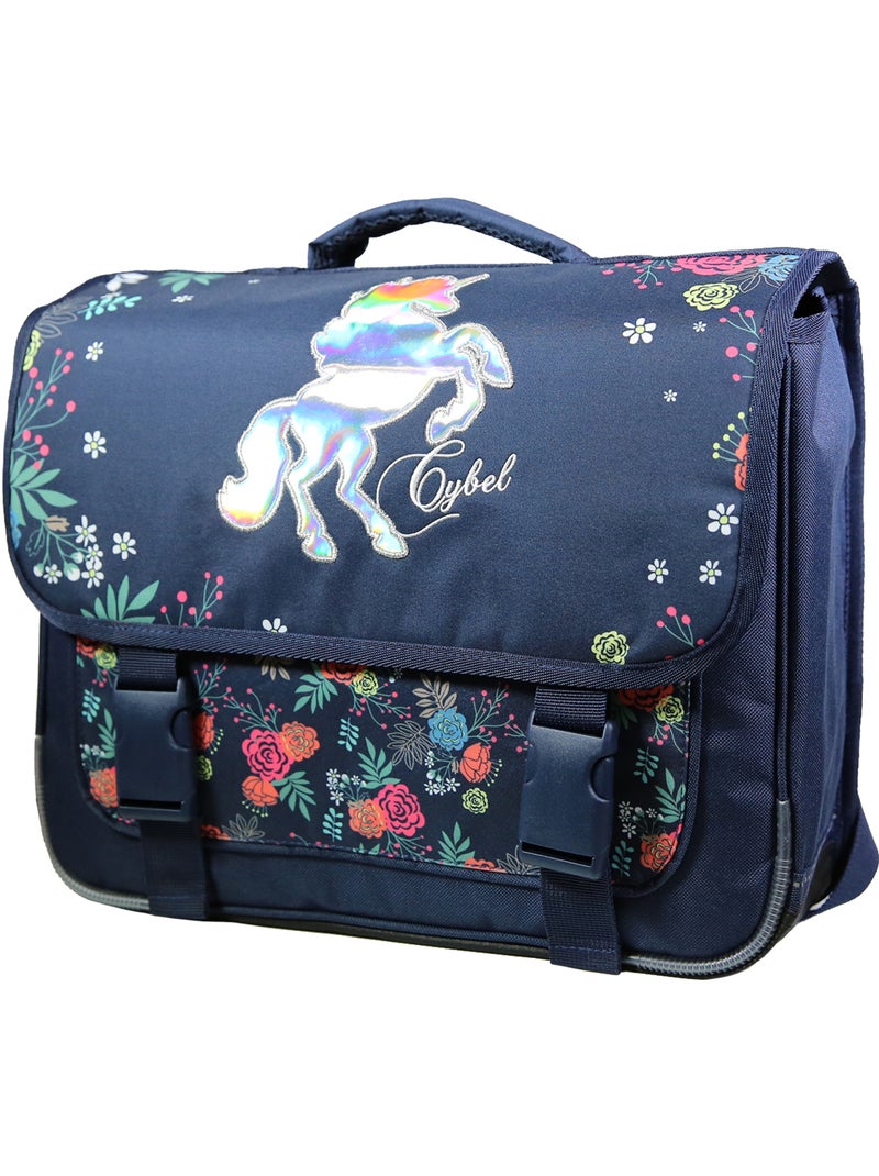 BAGTROTTER Cartable 38 cm Cybel Cheval Licorne Bleu Fleurs Bleu - Kiabi