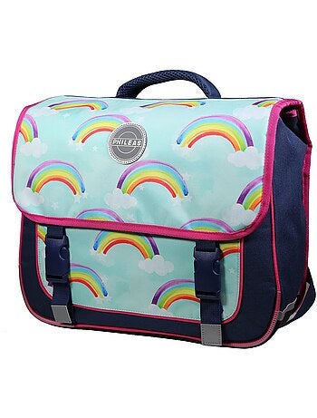 BAGTROTTER Cartable 38 cm Phileas Arc En Ciel Bleu - Système Smart Comfort