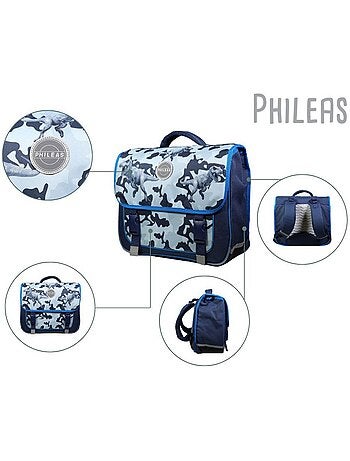 BAGTROTTER Cartable 38 cm Phileas Dinosaures Bleu - Système Smart Comfort