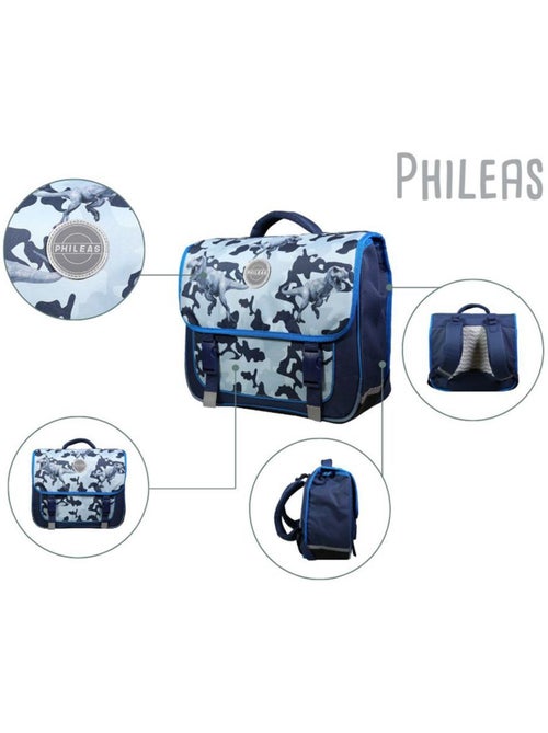 BAGTROTTER Cartable 38 cm Phileas Dinosaures Bleu - Système Smart Comfort - Kiabi