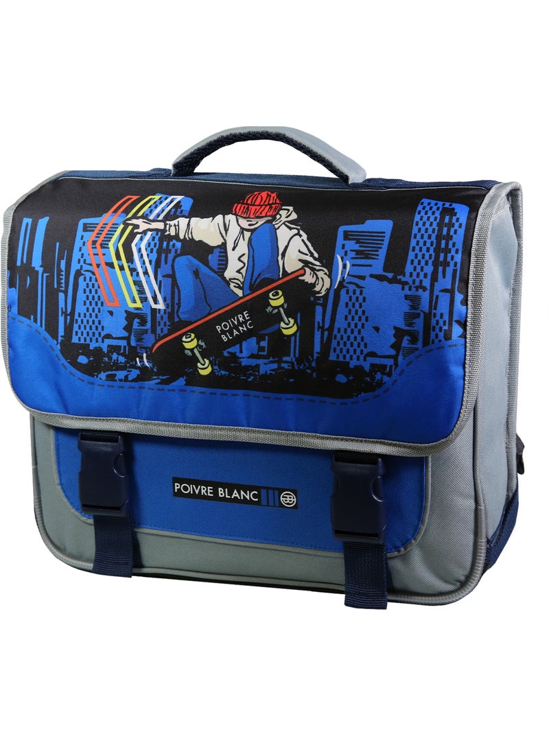 BAGTROTTER Cartable 38 cm Poivre Blanc Bleu Skate Bleu - Kiabi
