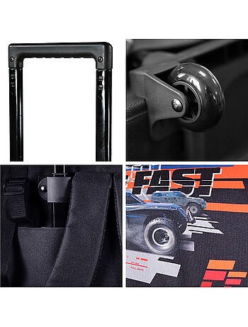 BAGTROTTER Cartable à roulettes 38 cm Fast And Furious Noir