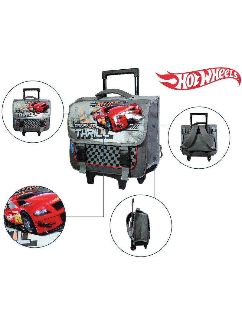 BAGTROTTER Cartable à roulettes 38 cm Hot Wheels voitures Gris Gris - Kiabi