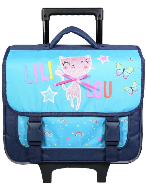 BAGTROTTER Cartable à roulettes 38 cm Lili Lou Chat Bleu - Kiabi