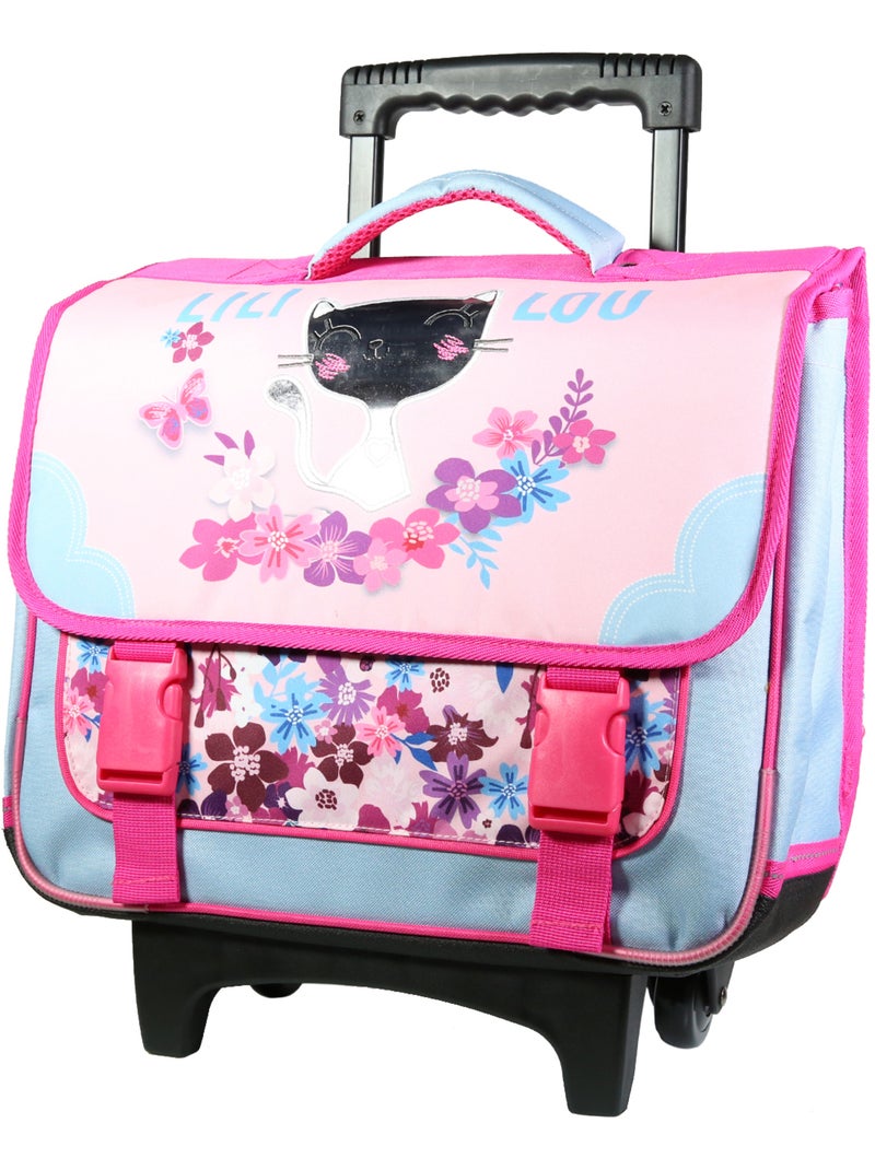 BAGTROTTER Cartable à roulettes 38 cm Lili Lou Chat Rose Rose - Kiabi