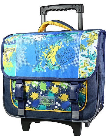 BAGTROTTER Cartable à roulettes 38 cm Phileas Bleu Dinosaure