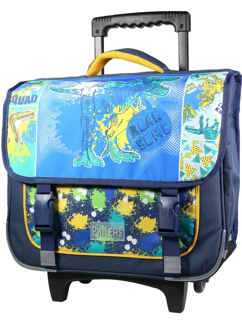 BAGTROTTER Cartable à roulettes 38 cm Phileas Bleu Dinosaure Bleu - Kiabi