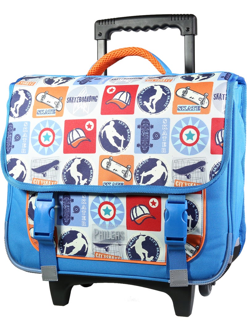 BAGTROTTER Cartable à roulettes 38 cm Phileas Bleu Skateur Bleu - Kiabi