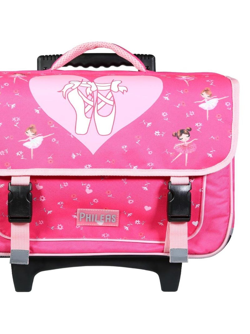 BAGTROTTER Cartable à roulettes 38 cm Phileas Rose Danseuses Rose - Kiabi