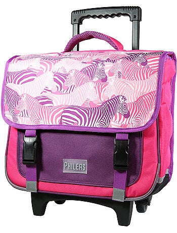 BAGTROTTER Cartable à roulettes 38 cm Phileas Rose Zèbre