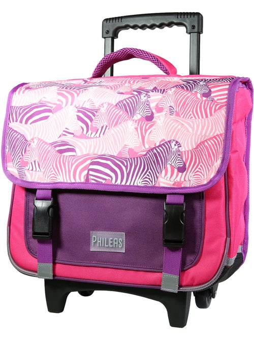 BAGTROTTER Cartable à roulettes 38 cm Phileas Rose Zèbre - Kiabi