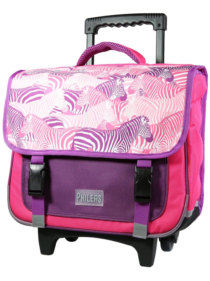 BAGTROTTER Cartable à roulettes 38 cm Phileas Rose Zèbre Rose