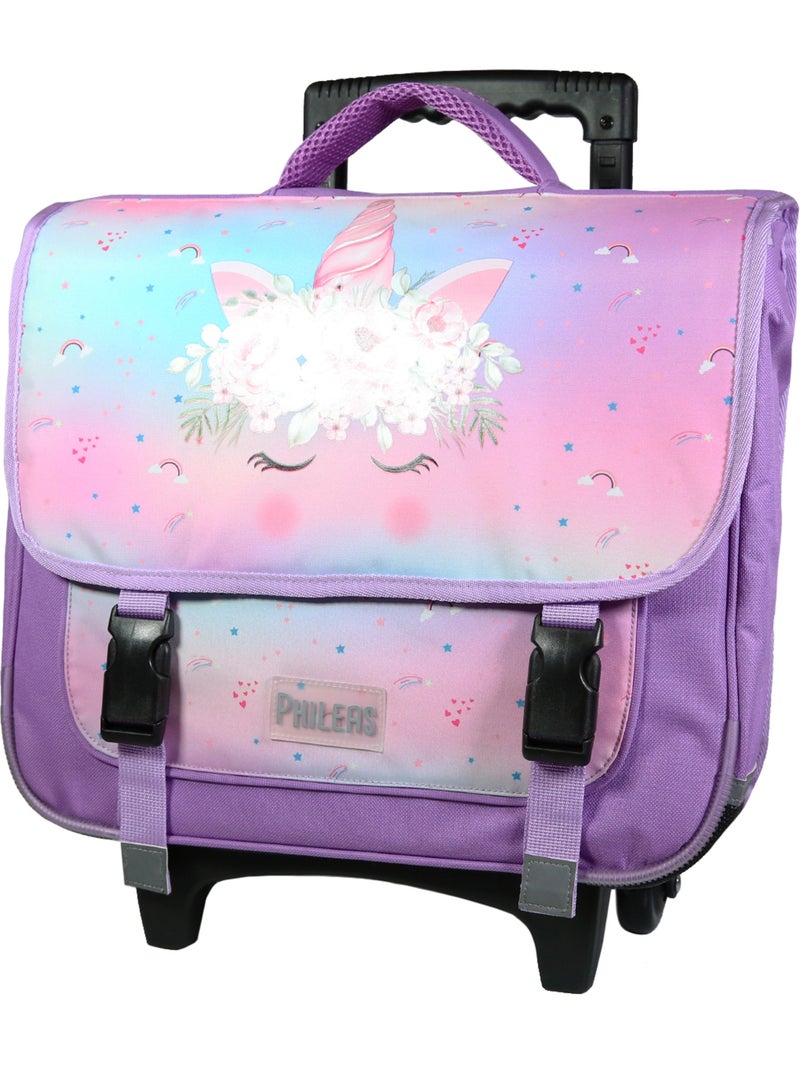 BAGTROTTER Cartable à roulettes 38 cm Phileas Violet Licorne Violet - Kiabi