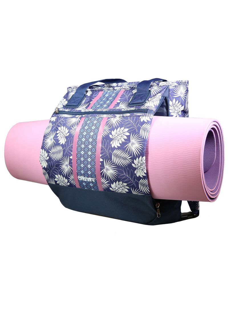 Sac Offshore 3 En 1 Bagtrotter - Sac à Dos Ou Shopping - Motifs Fleurs Bleu Et Rose - Avec Compartiment Ordinateur - 32x14x41 Cm