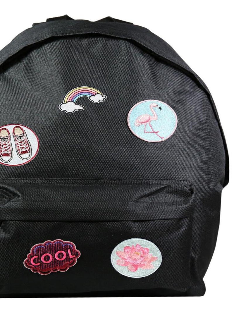 BAGTROTTER Sac à dos 1 compartiment + trousse + 5 patchs autocollants fille Noir Noir - Kiabi