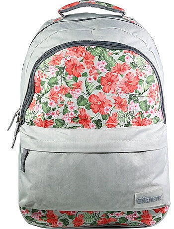 BAGTROTTER Sac à dos 2 compartiments Offshore Gris Fleurs