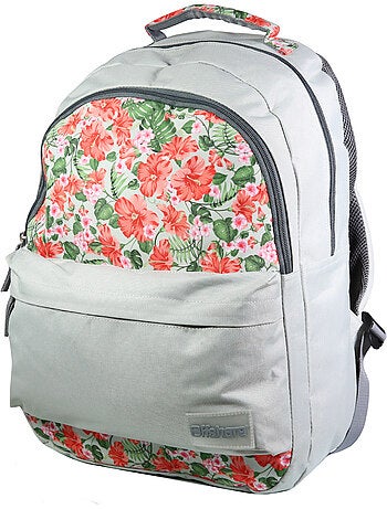 BAGTROTTER Sac à dos 2 compartiments Offshore Gris Fleurs