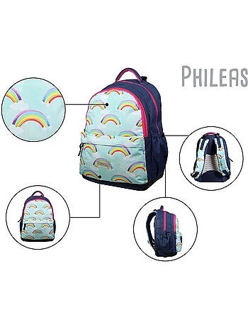 BAGTROTTER Sac à dos 2 compartiments Phileas Arc En Ciel Bleu - Système Smart Comfort