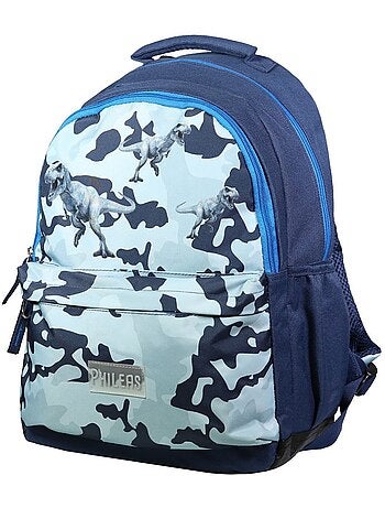 BAGTROTTER Sac à dos 2 compartiments Phileas Dinosaures Bleu - Système Smart Comfort