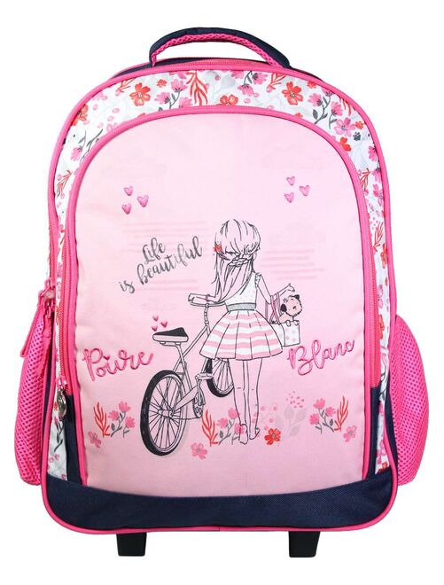 BAGTROTTER Sac à dos à roulettes 43 cm Poivre Blanc Rose Vélo - Kiabi