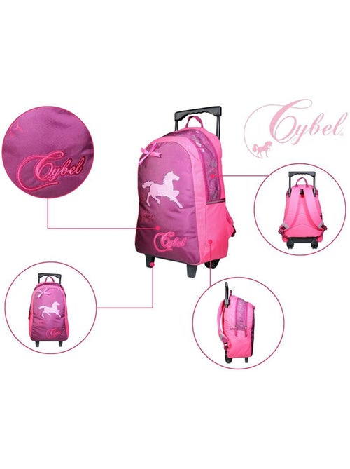 Bagtrotter sac à dos à roulettes cybel cheval violet - Kiabi