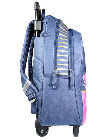 BAGTROTTER Sac à dos à roulettes Lili Lou 3 chats Bleu