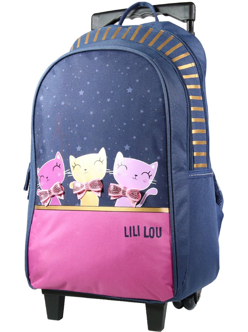 BAGTROTTER Sac à dos à roulettes Lili Lou 3 chats Bleu Bleu - Kiabi