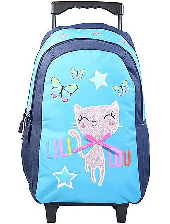 BAGTROTTER Sac à dos à roulettes Lili Lou Chat Rose