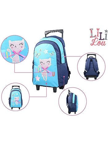 BAGTROTTER Sac à dos à roulettes Lili Lou Bleu