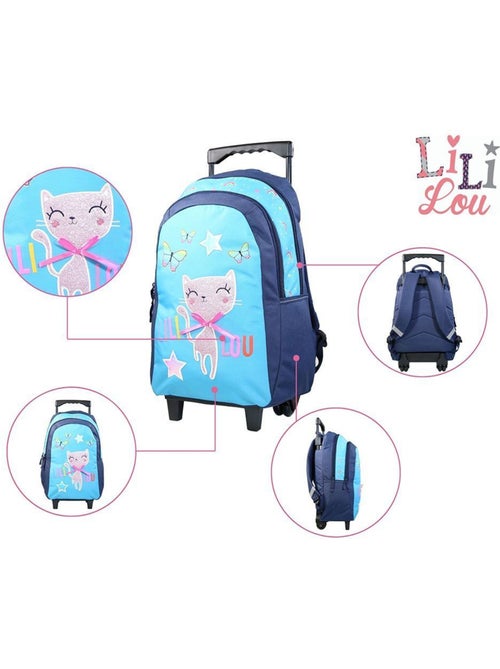 BAGTROTTER Sac à dos à roulettes Lili Lou Bleu - Kiabi