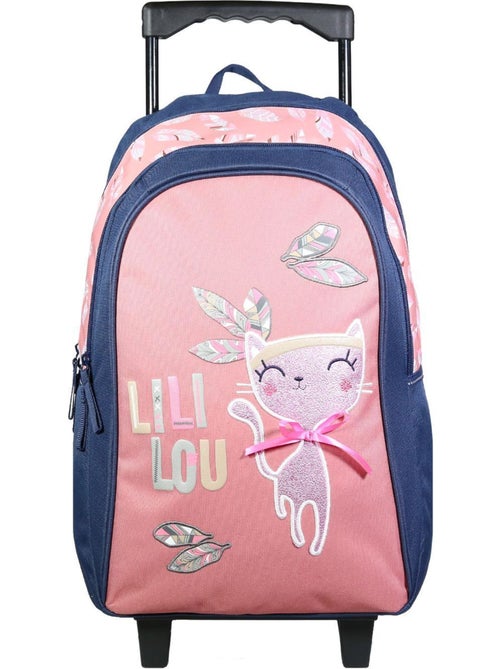 BAGTROTTER Sac à dos à roulettes Lili Lou Chat Rose - Kiabi