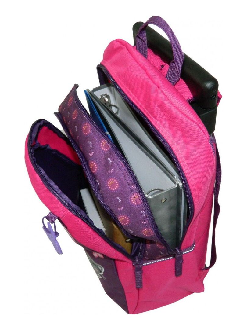 BAGTROTTER Sac à dos à roulettes Lililou Chat Prune Violet - Kiabi