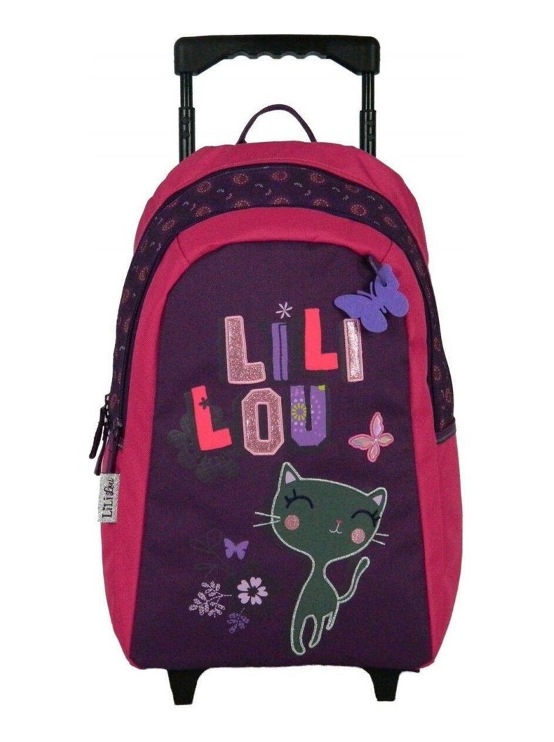BAGTROTTER Sac à dos à roulettes Lililou Chat Prune Violet - Kiabi