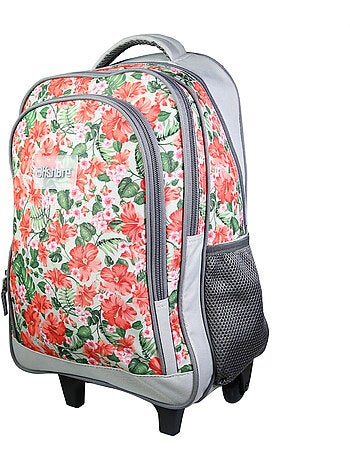 BAGTROTTER Sac à dos à roulettes Offshore Grise Fleurs