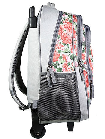 BAGTROTTER Sac à dos à roulettes Offshore Grise Fleurs