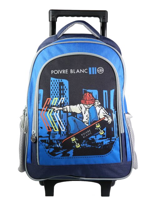 BAGTROTTER Sac à dos à roulettes Poivre Blanc Bleu Skateur - Kiabi