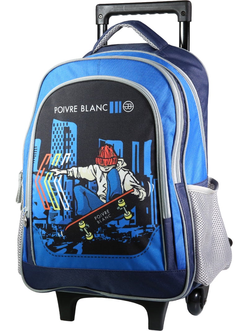 BAGTROTTER Sac à dos à roulettes Poivre Blanc Bleu Skateur Bleu - Kiabi