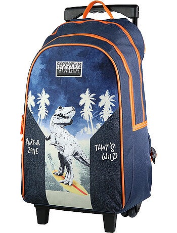BAGTROTTER Sac à dos à roulettes Vorax Bleu Dinosaure Surf